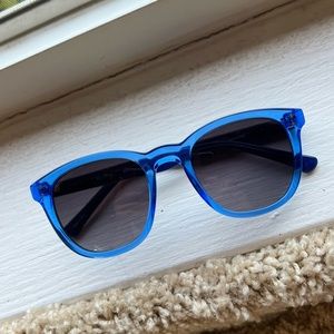 Blue sunglasses with multi color sides